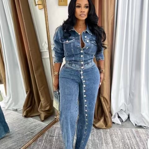 Jeans Suit Women Denim 2 Piece - Down Jacket Packable recension och pris