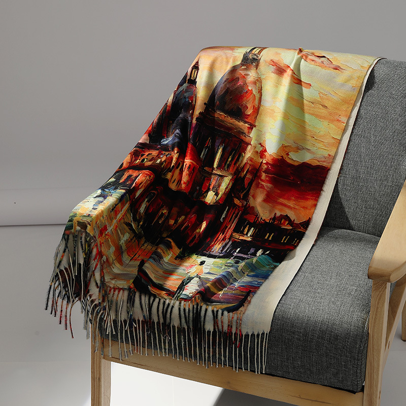Luxury Brand Oil Painting Cash - Wool Scarf Men recension och pris